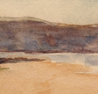 Sandsend Cliff, Yorkshire, watercolour (detail)