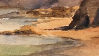 The Scar from East Pier, Whitby, watercolour (detail)