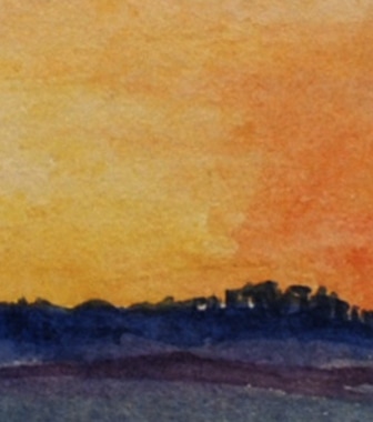 Sunset on the North York Moors, watercolour (detail) 