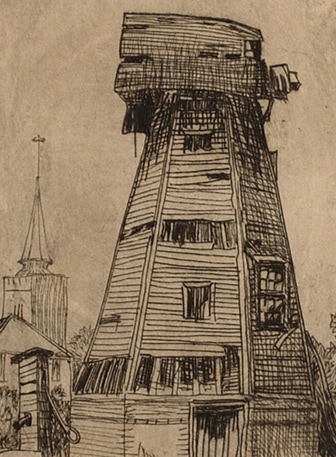 Karl Salsbury Wood, A Windmill, etching