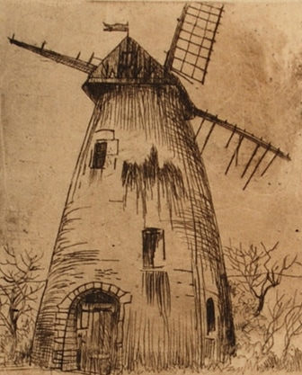 Karl Salsbury Wood, Windmill, etching
