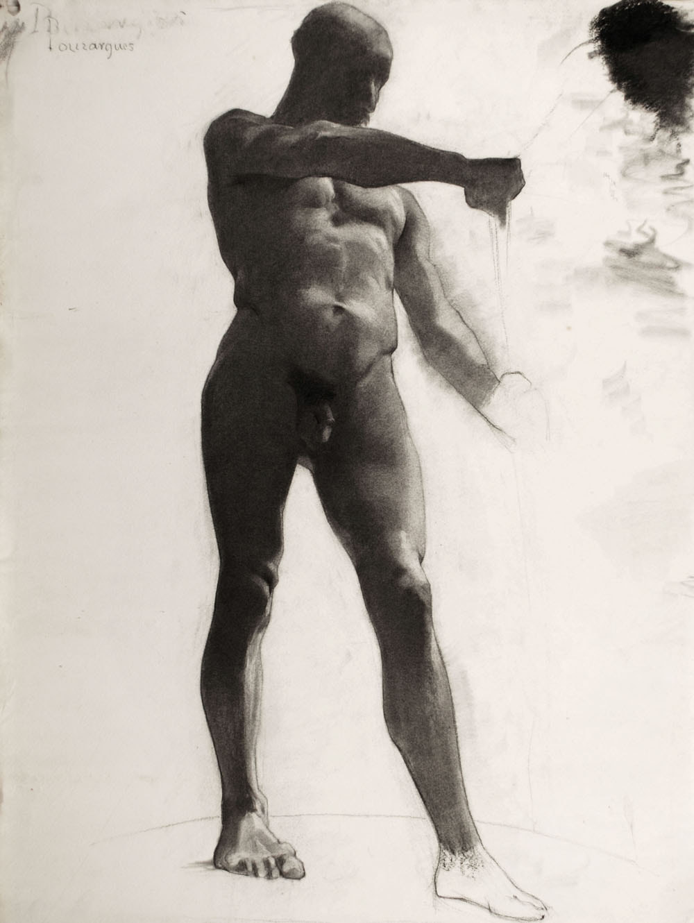 Lucien-Paul Pouzargues drawing standing male nude