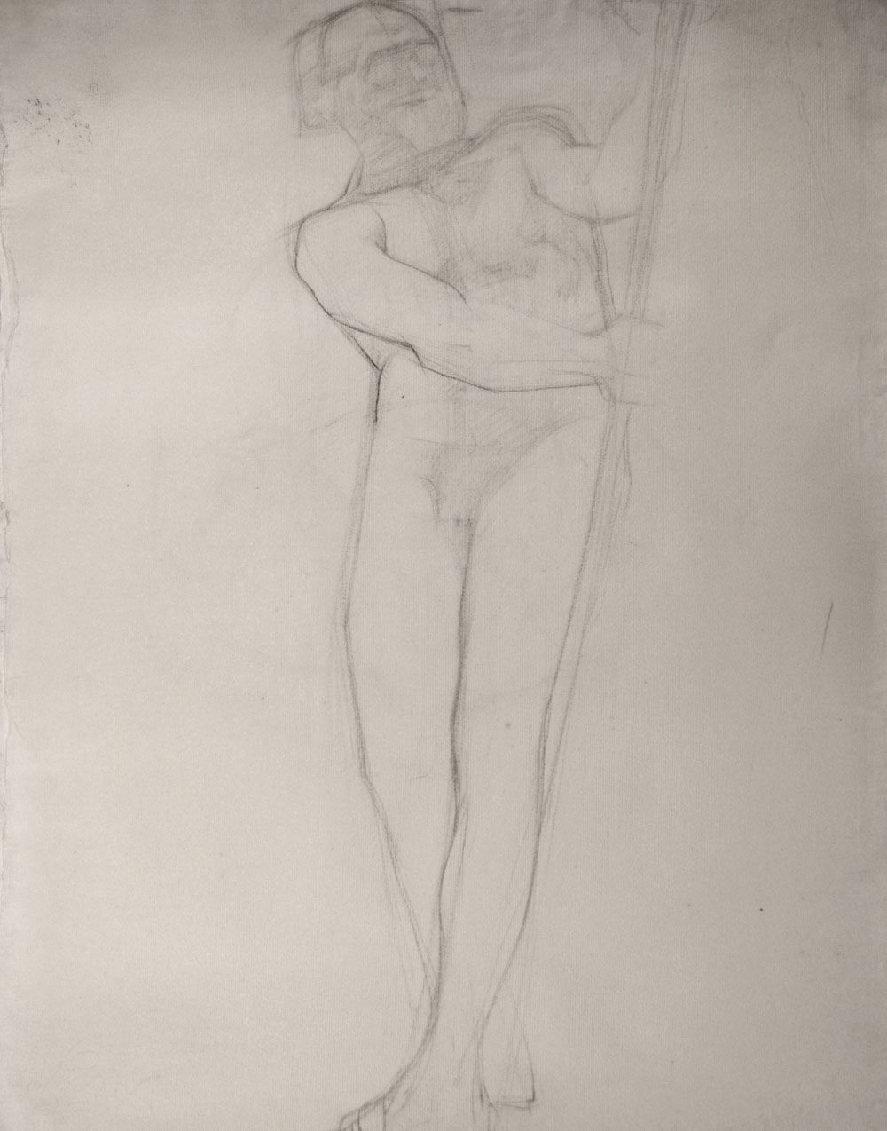 Lucien-Paul Pouzargues drawing male nude with pole
