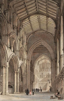 Thomas Allom artist architect Hexham Abbey engraving
