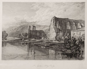 John Lekeux engraving Easby Abbey after Turner