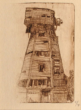 Karl Salsbury Wood Windmill trial state etching