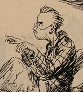 Punch cartoon by J B Yeats, Mesmerise (detail)