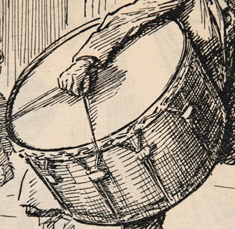 Punch cartoon by G L Stampa, drummer (detail)