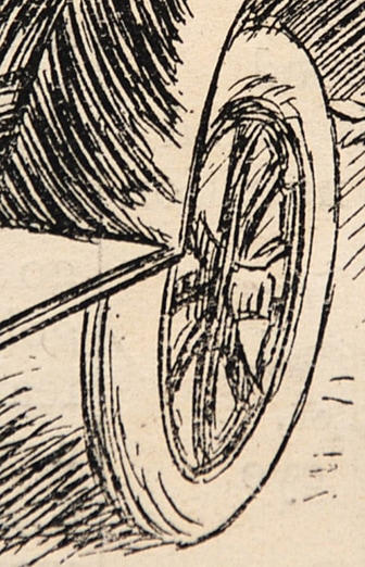Punch cartoon by Smith, car and bungalow (detail)