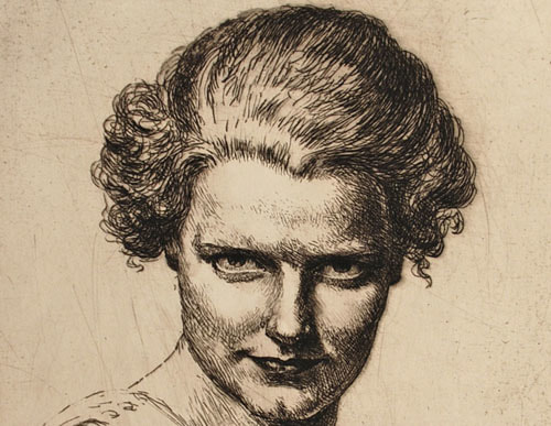 Tom Whitehead etching Portrait of a Lady