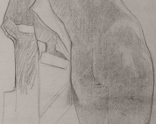 Lucien-Paul Pouzargues drawing leaning nude figure detail