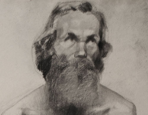 Lucien-Paul Pouzargues drawing seated bearded man detail