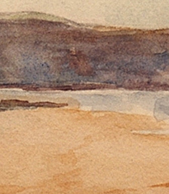 Watercolour painting, Sandsend Cliff, 1911 (detail)