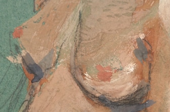 Female Nude with Hat, watercolour (detail)