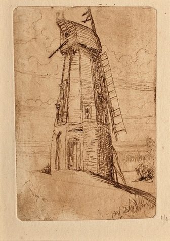 Karl Salsbury Wood, A Windmill, etching