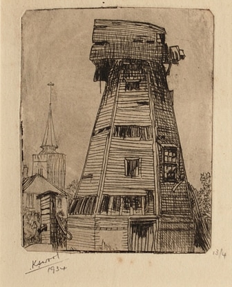 A Windmill, 1934, Karle Salsbury Wood etching