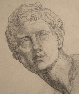 Pencil Study of a Sculpture, drawing (detail)