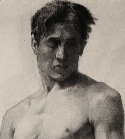 Lucien-Paul Pouzargues drawing male figure study detail