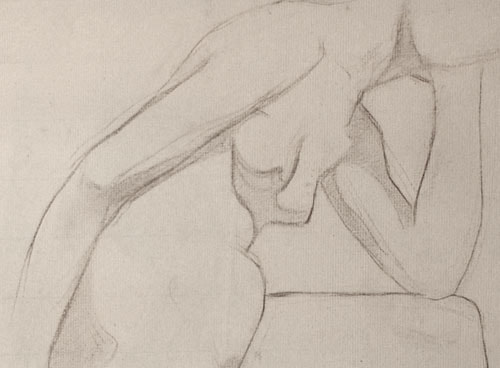 Lucien-Paul Pouzargues drawing female nude study detail