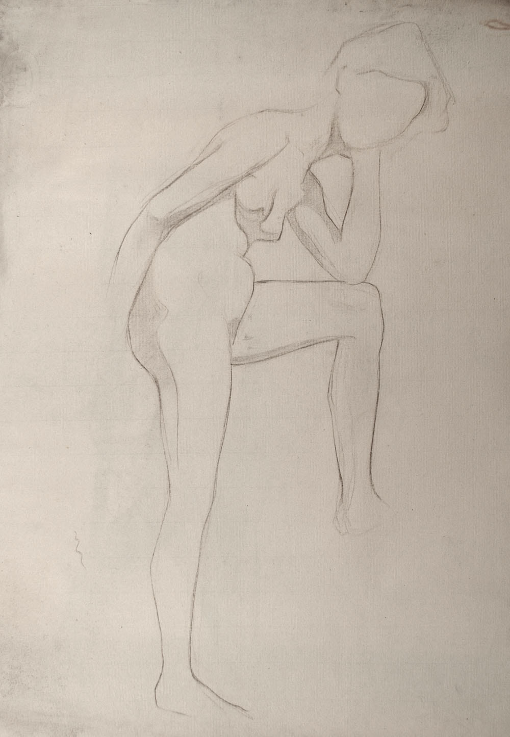 Lucien-Paul Pouzargues drawing female nude study