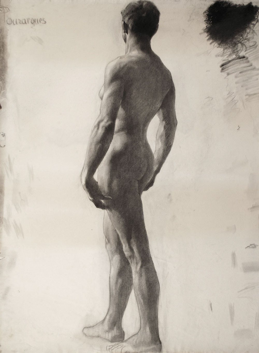 Lucien-Paul Pouzargues drawing male nude side view