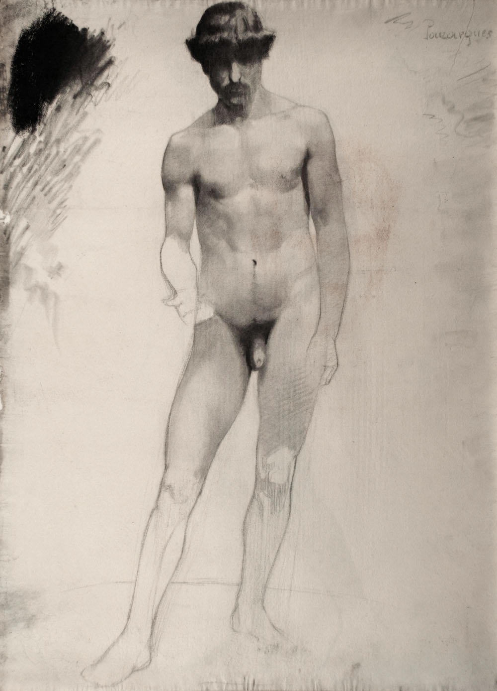 Lucien-Paul Pouzargues drawing nude male figure study