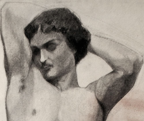 Lucien-Paul Pouzargues drawing nude male detail