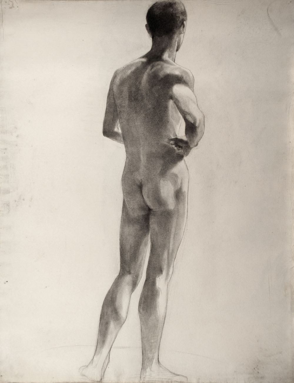 Lucien-Paul Pouzargues drawing male nude standing