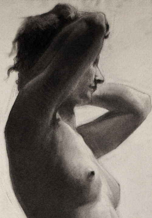 Lucien-Paul Pouzargues drawing standing female nude detail