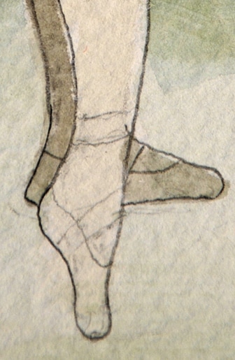 Eric Briers, ballet dancers, watercolour (detail)