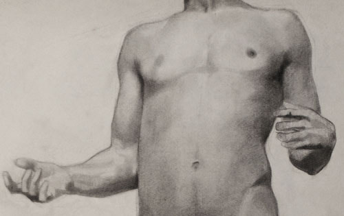 Lucien-Paul Pouzargues drawing male nude study detail 