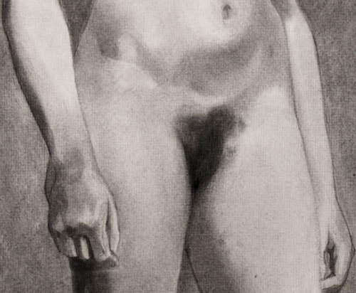 Lucien-Paul Pouzargues drawing female nude detail