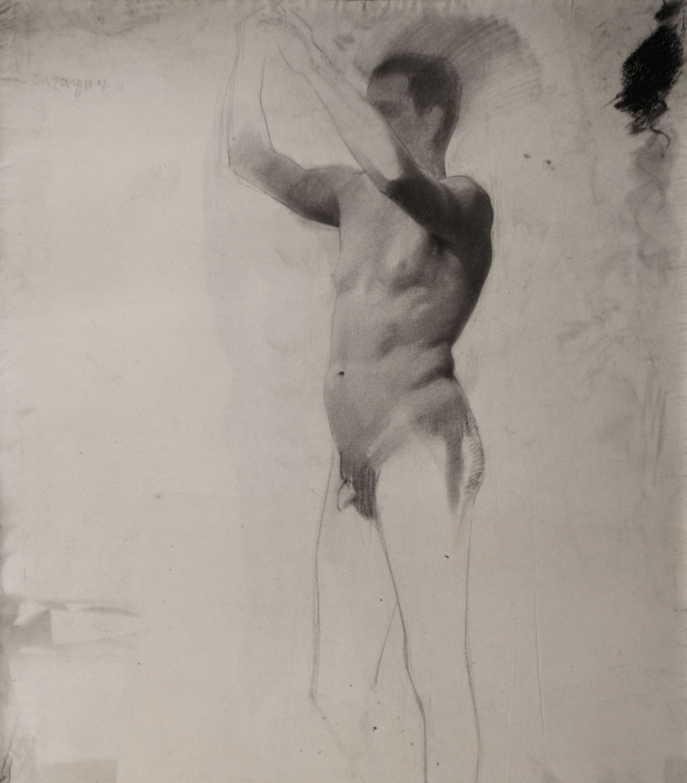 Lucien-Paul Pouzargues drawing male nude study