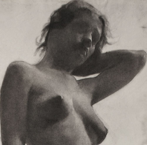 Lucien-Paul Pouzargues drawing standing female nude study detail