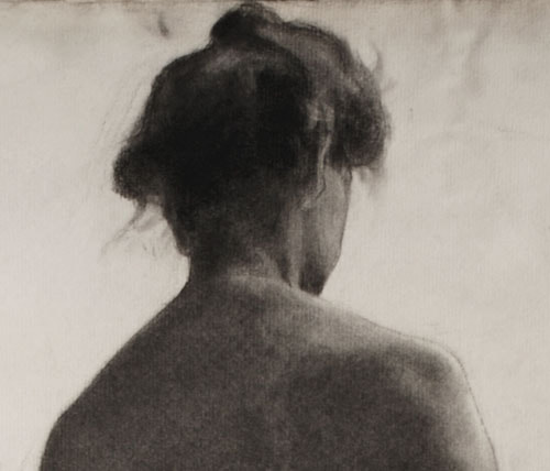 Lucien-Paul Pouzargues drawing female nude from behind detail