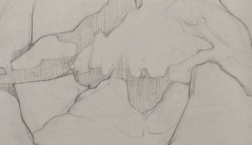 Lucien-Paul Pouzargues drawing female torso study detail