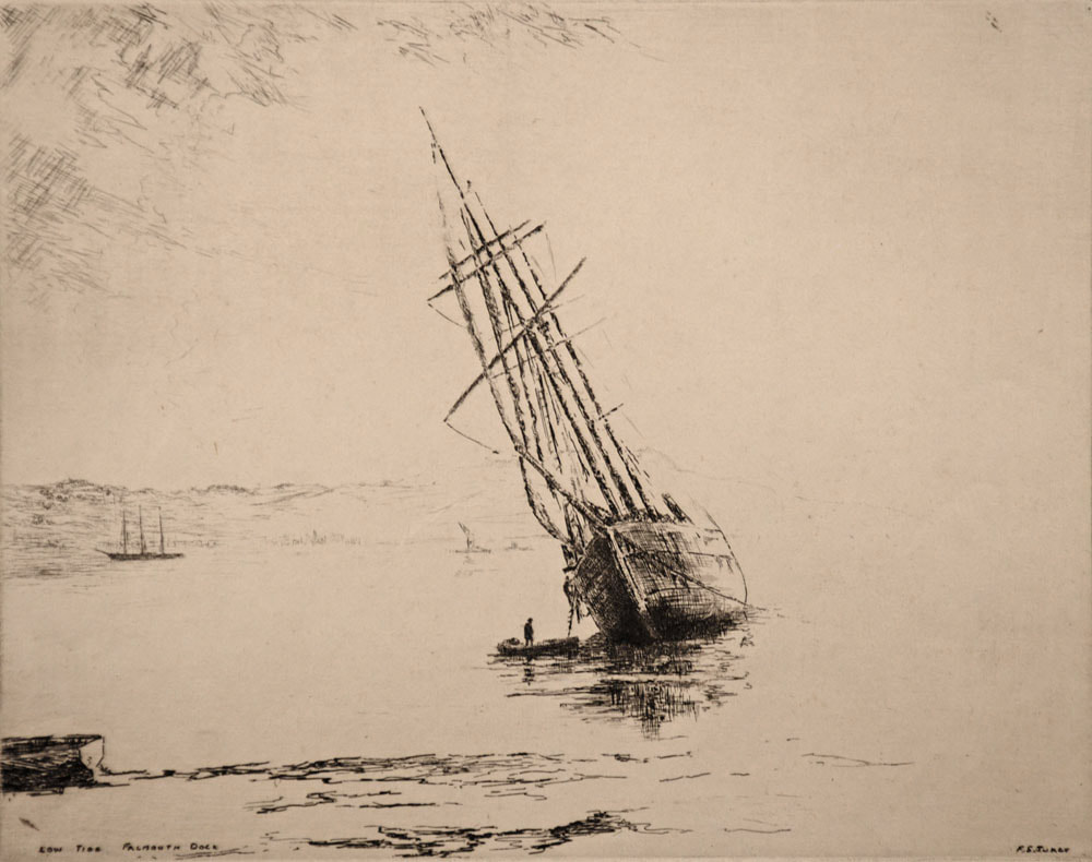F S Tuker Etching Low Tide, Falmouth Dock, Cornwall