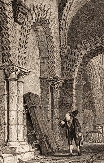 Interior of the Castle Chapel, Newcastle, 1833, engraving (detail) 