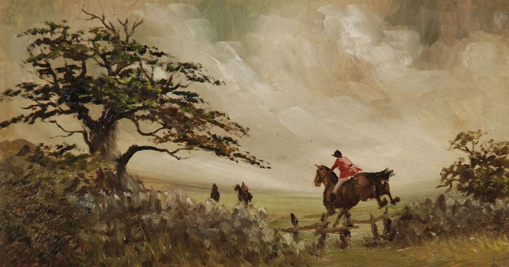 H Taylor Oil Painting Hunting Scene