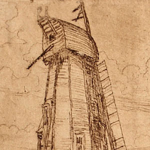 Karl Salsbury Wood Windmill Etching Detail