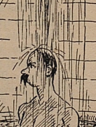 Punch cartoon by Jack Butler Yeats, bathroom (detail)