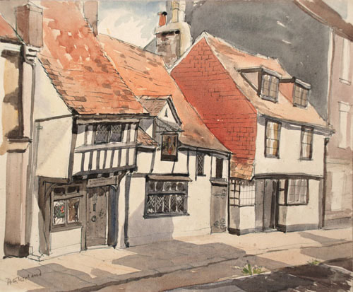 Peter Toseland Shovells All Saints Street Hastings watercolour art 