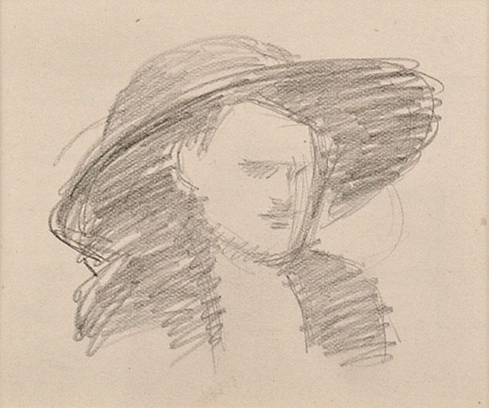 Orlando Greenwood drawing for sale, A Lady in a Hat