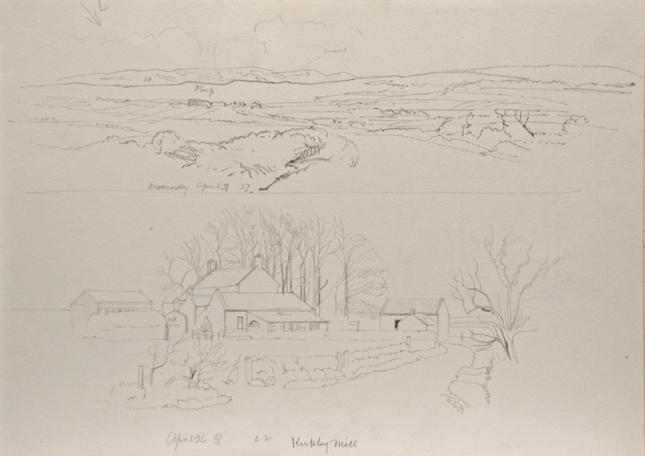 Original Arthur Heslop Drawing For Sale, Kirkley Mill, Northumberland 1937