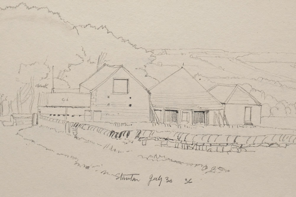 Original Arthur Heslop Drawing For Sale, Stanton, Northumberland 1936