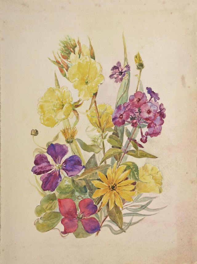 Original Beryl Wright watercolour for sale, Flower Study, 1967