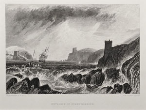 William Bernard Cooke engraving after J M W Turner Fowey Harbour